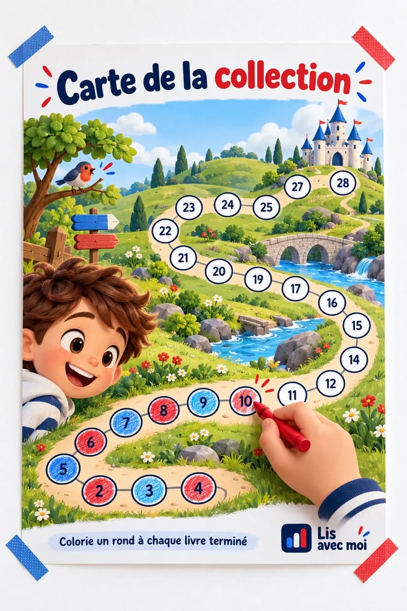 Carte de la collection avec 28 ronds numérotés à colorier